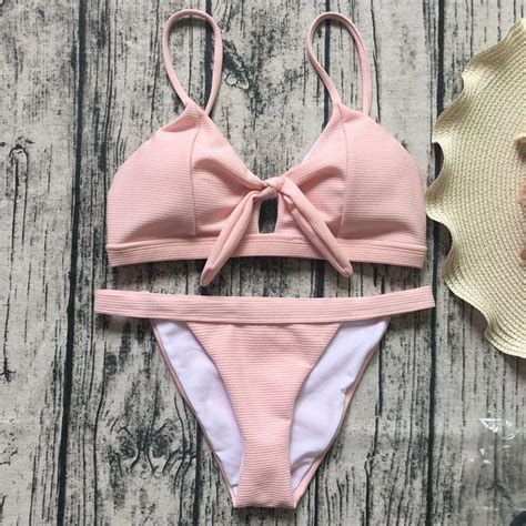 army green pink bowknot bikinis brazilian swimwear new 2017 female swimsuit low waist triangle