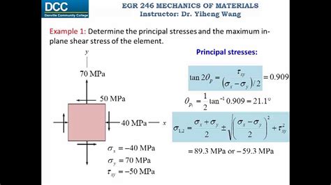 Shear stress, often denoted by τ (greek: Mechanics of Materials Lecture 19: Principal stresses and ...