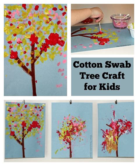 Cotton Swab Tree Craft For Kids Preschool Art Projects