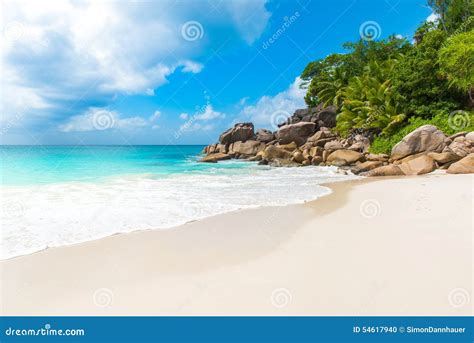 Paradise Beach Anse Georgette At Praslin Seychelles Stock Photo
