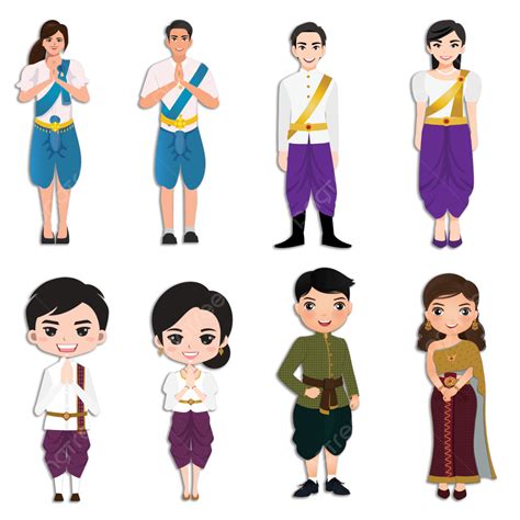 Cartoon Salute Men And Women Khmer 2023 Vector Cartoon Salute Cartoon