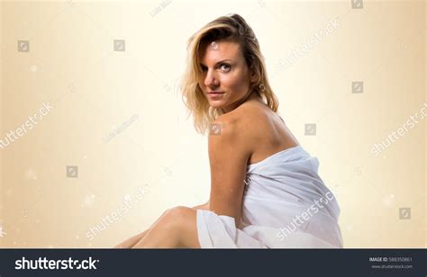Pretty Nude Blonde Woman White Fabric Stock Photo Shutterstock