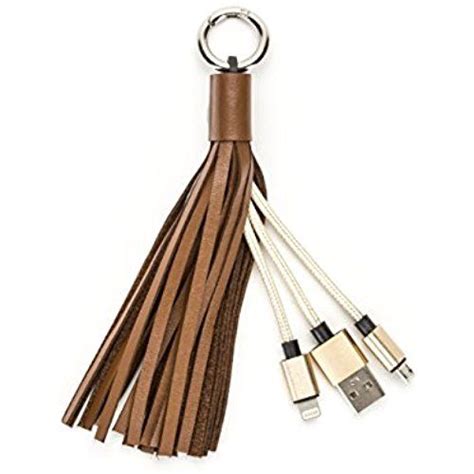 Usb Leather Tassel Key Chain Charging Cable With Lightning Cable
