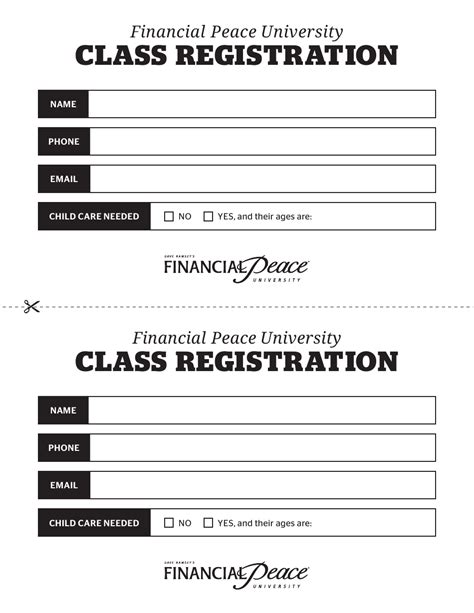 Class Registration Form - Financial Peace University Download Printable ...