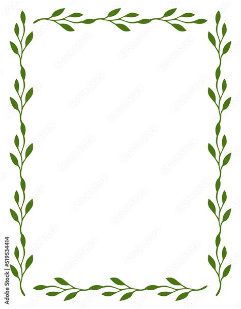 Rectangle Border Frame Design Concept Of Green Leaves Isolated On White