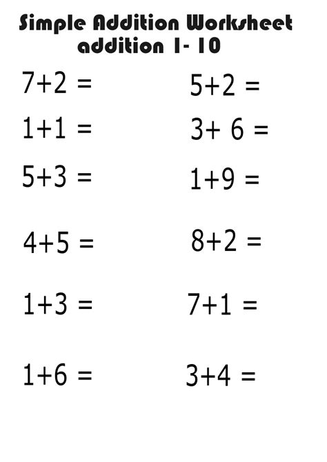 Simple Math Worksheets Engdop