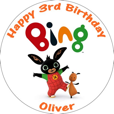 Bing Bunny Personalised Edible Round Cake Topper