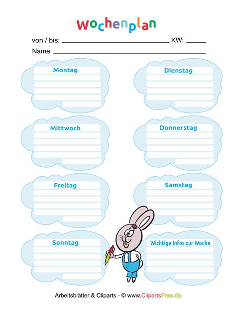 Wochenplaner Kostenlose Vorlage Zum Drucken