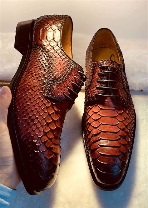 New Casual Snake Skin Leather Pointed Toe Lace Up Men S Business Dress