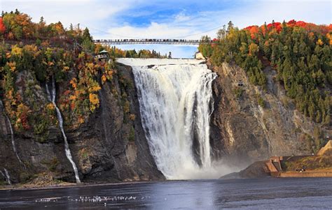 Montmorency Falls In Autumn Quebec Canada Stock Photo Download Image