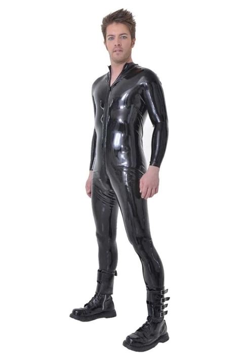 Nereus Mens Heavyduty Latex Catsuit With Open Feet Two Way Front Zipper