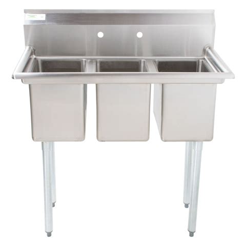 Regency 16 Gauge Three Compartment Stainless Steel Commercial Sink