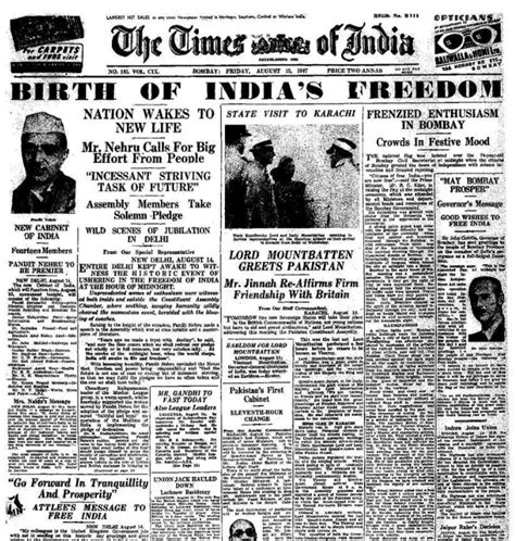 Free India Is Born What The Headlines Said On August 15 1947