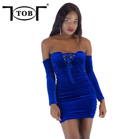 tob sexy velvet ruched off the shoulder lace up dress women 2018 spring summer new fashion club