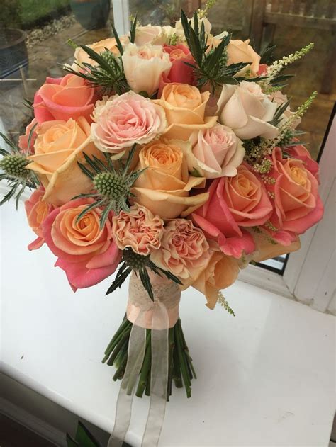 A Beautiful Bridal Bouquet For Suzanne Peach Avalanche Roses Miss