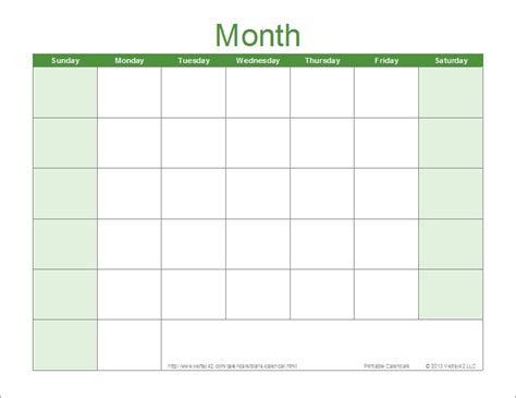 Printable Blank Calendar Templates Printable Calendar Large Boxes