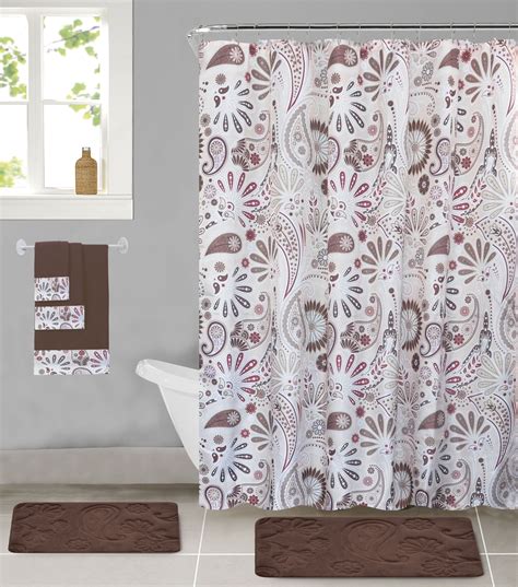 New Mainstays Shower Curtain Set With Memory Foam Bath Rugs
