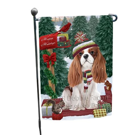 Merry Christmas Woodland Sled Cavalier King Charles Spaniel Dog Garden