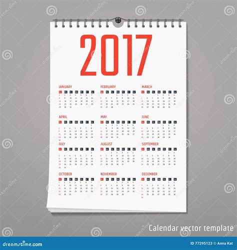 Calendar 2017 Design Stock Vector Illustration Of Monthly 77295123