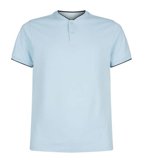 Sandro Collarless Polo Shirt In Blue Modesens Polo Shirt