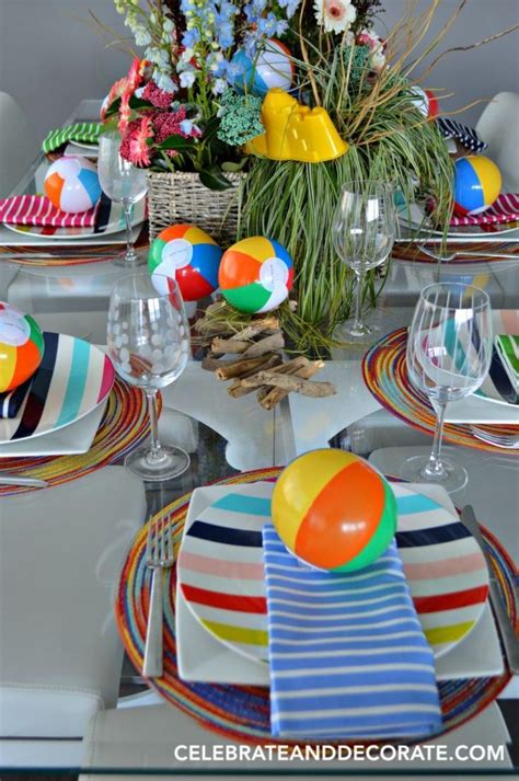 A Beach Ball Tablescape Celebrate And Decorate Summer Table Settings