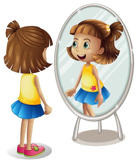 animated girl looking in a mirror anime girl