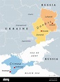 Mapa político de Donbas y Crimea, Ucrania. Las zonas en disputa ...