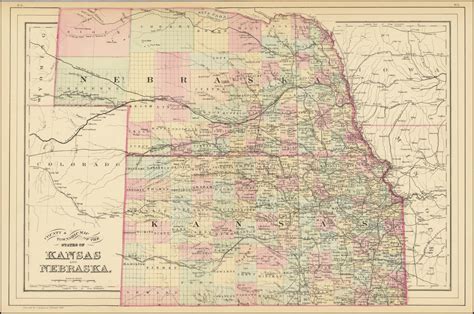 County And Township Map Of The States Of Kansas And Nebraska Barry