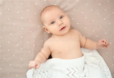 Adorable Baby Girl Lying In Bed Stock Photo Image Of Caucasian Rest