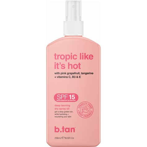 Btan Deep Tanning Dry Spray Oil Tropic Like Its Hot Spf15 236 Ml 995
