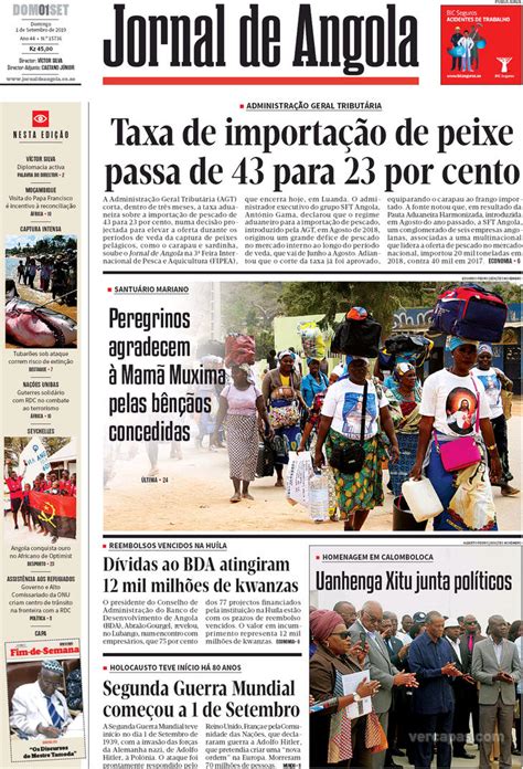 Capa Jornal De Angola De 2019 09 01