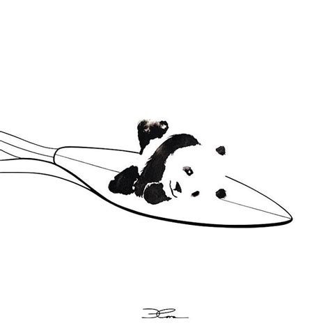 Chillin 🌊 Panda Surfing By Cora Illustration Surf Art Surfer Surfing Animals Cute Panda