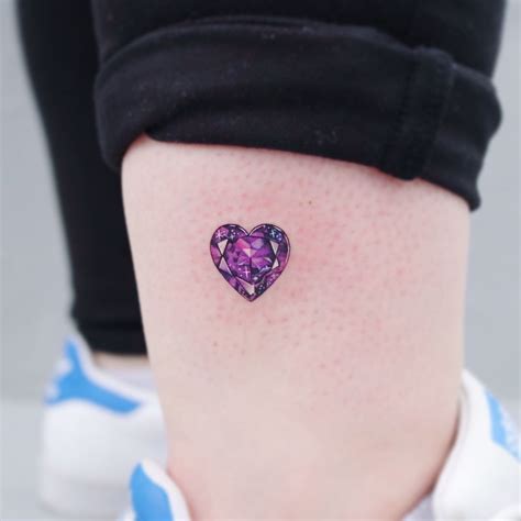 Twinkle Violet Heart Gem Tattoo Purple Heart Tattoos Jewel Tattoo