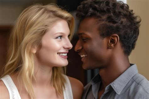 Premium Ai Image Romantic Interracial Couple Looking At Each Other