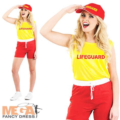 Lifeguard Ladies Uniform Fancy Dress Adults Beach Patrol Womens Costume Outfit Ebay