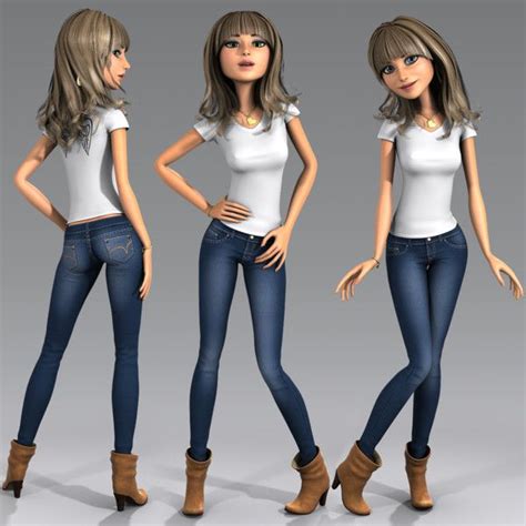3ds Max Cartoon Character Young Woman Angie Cartoon Girl Rigged By Dmk76 Character