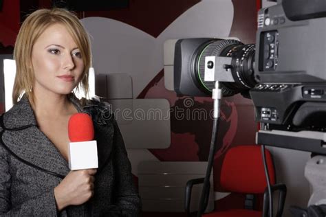 Tv News Reporter And Video Camera Editorial Photo Image Of Lens Cast