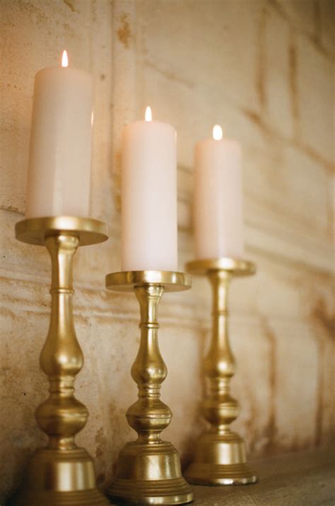 Gold Pillar Candle Holders Elizabeth Anne Designs The Wedding Blog