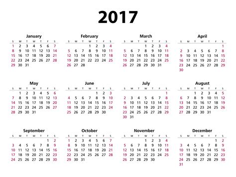 2017 Yearly Calendar Landscape 06 Free Printable Temp