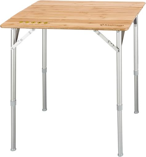 Kingcamp Bamboo Folding Table With Carry Bag 4 Fold Heavy Duty