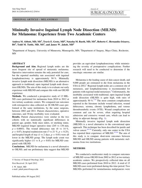 Pdf Minimally Invasive Inguinal Lymph Node Dissection Milnd For