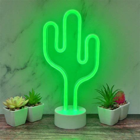 Cactus Neon Light Night Light With Stand Room Decor Battery Operated Cactus Lamps Light Up Neon