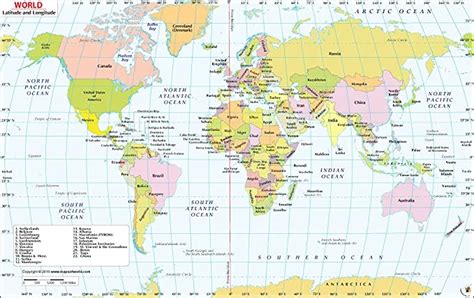Mapa Del Mundo Con Latitud Y Longitud Laminado 914 Cm W X 584 Cm H
