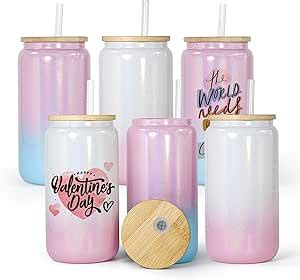 Amazon Agh Oz Sublimation Glass Blanks With Bamboo Lid And Straw