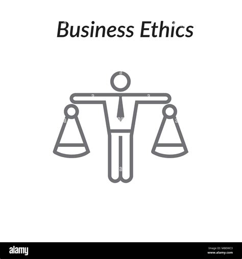 Business Ethics Solid Icon With Man And Scales Of Justice Stock Vector