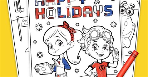 Printable colouring pages for kids. Rusty Rivets Holiday Coloring Pack | Nickelodeon Parents