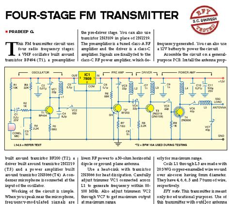 Four Stage Fm Transmitter Circuit Project Schematic Design