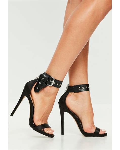 lyst missguided black folded ankle barely there heels in black