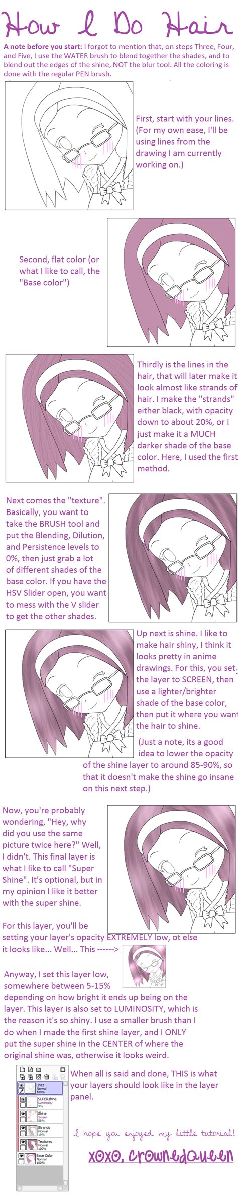 Shiny Anime Hair Tutorial Sai Users By Crownedqueen On Deviantart