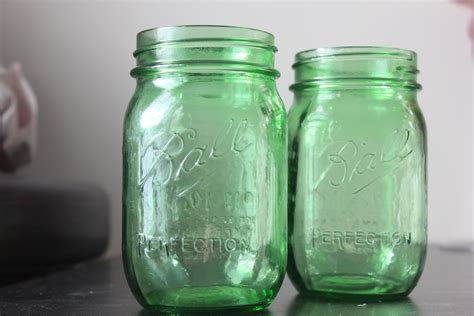 Set Of 12 Twelve Green Mason Jars 32 Oz Jar Canning Jars